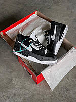 Кроссовки Nike Air Jordan Retro 3 Black Grey White черного цвета