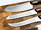 Набір кухонних ножів ручної роботи «Універсальний #1» коричнева рукоять, сталь 65Х13/57 HRC, фото 4