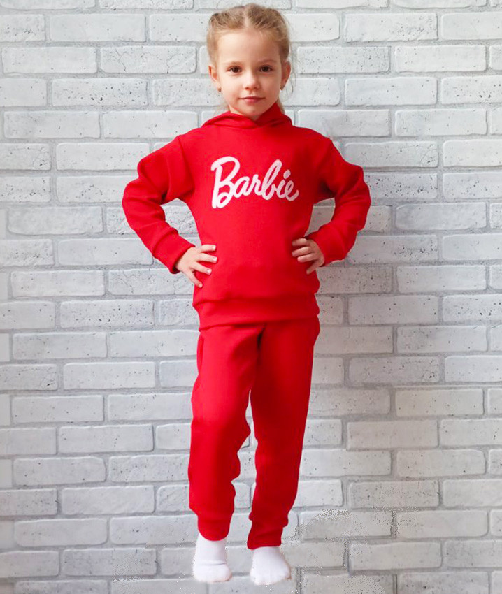 Дитячий костюм для дівчинки Барбі кофта з довгим рукавом і капюшоном штани з кишенями червоний