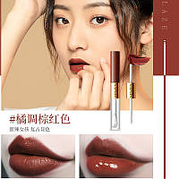 Матовая помада + блеск для губ Venzen Long - lasting Double Lip Glaze оттенок №1 brick red