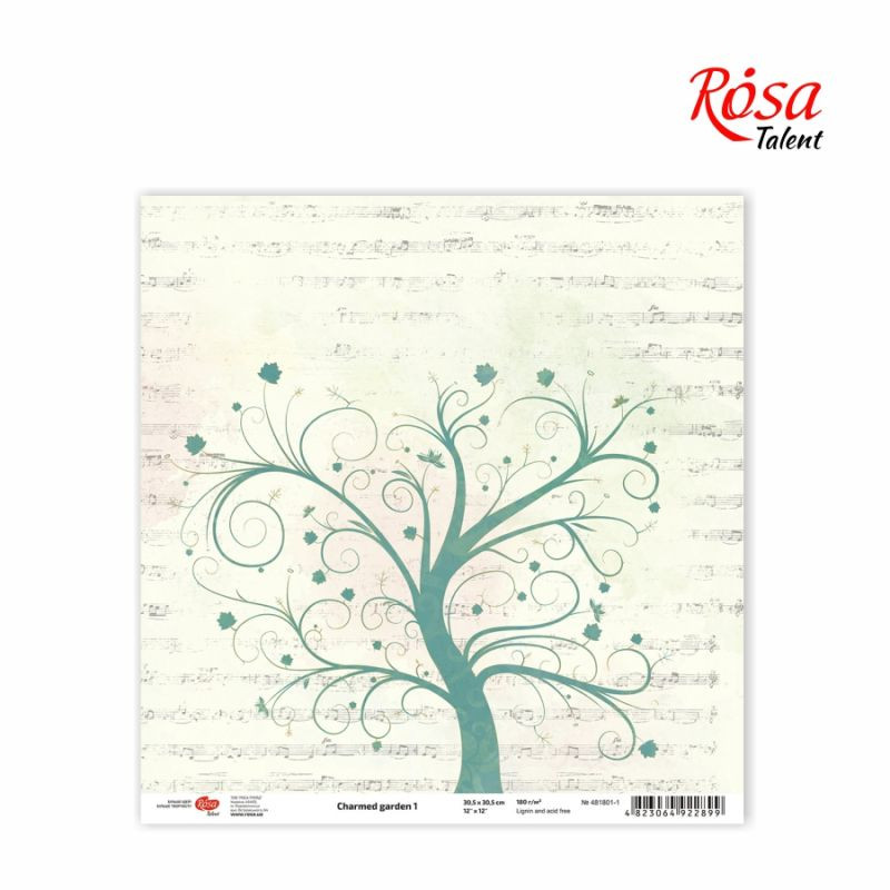 Бумага для скрапбукинга 30,5 * 30,5см, 180г / м2 ТМ ROSA Talent (481801-1), фото 1