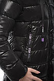 Підліткова зимова куртка на дівчинку від 12 років Модне чорне пальто пуховик для підлітків дівчат - зима 140, фото 5