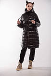 Підліткова зимова куртка на дівчинку від 12 років Модне чорне пальто пуховик для підлітків дівчат - зима 140, фото 3