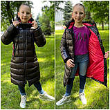 Підліткова зимова куртка на дівчинку від 12 років Модне чорне пальто пуховик для підлітків дівчат - зима 140, фото 10