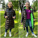 Підліткова зимова куртка на дівчинку від 12 років Модне чорне пальто пуховик для підлітків дівчат - зима 140, фото 9