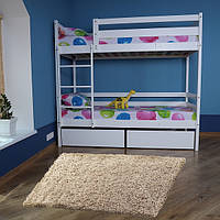 Ліжко двоярусне Babyson 5/ 6 Ліжко дитяче підліткове 190*80 см з натурального дерева