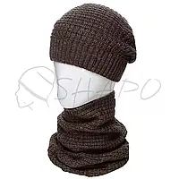 Комплект молодежный шерстяной набор шапка со снудом Flash Loki6 Темно-коричневый