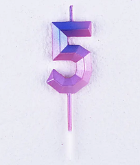 Свічка — цифра в торт Бриліантик 5 РОЖЕВА ОМБРЕ