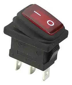 Переключатель Daier KCD1-2-101NW, с подсветкой, влагозащищённый, ON-OFF, 3pin, 6A 250V, красный - фото 1 - id-p1999181439