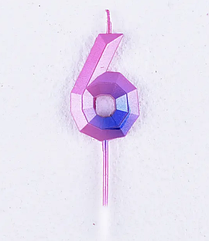 Свічка — цифра в торт Бриліантик 6 РОЖЕВА ОМБРЕ