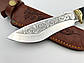 Ніж ручної роботи для полювання та риболовлі туристичний «Кабра #8» зі шкіряними піхвами нескладаний сталь 95х18, фото 3