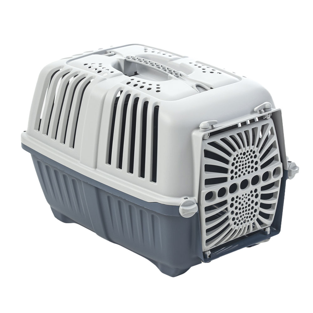 Переноска MPS Pratico 2 для котів та собак середніх порід, Пласт. двері темно синій, 55×36×36 см, до 18 кг