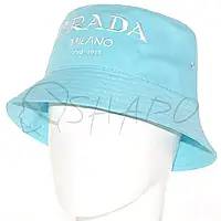 Панама котоновая с брендовой вышивкой в ярких летних цветах Prada PD22924 Голубой