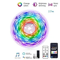 Комплект светодиодная LED лента 10 метров RGB 5050 с Bluetooth приложением водостойкая от USB