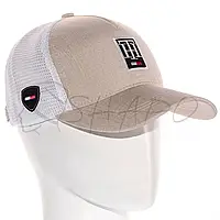 Бейсболка льняная с сеткой кепка брендовая летняя Polo BLN20603 Бежевый меланж