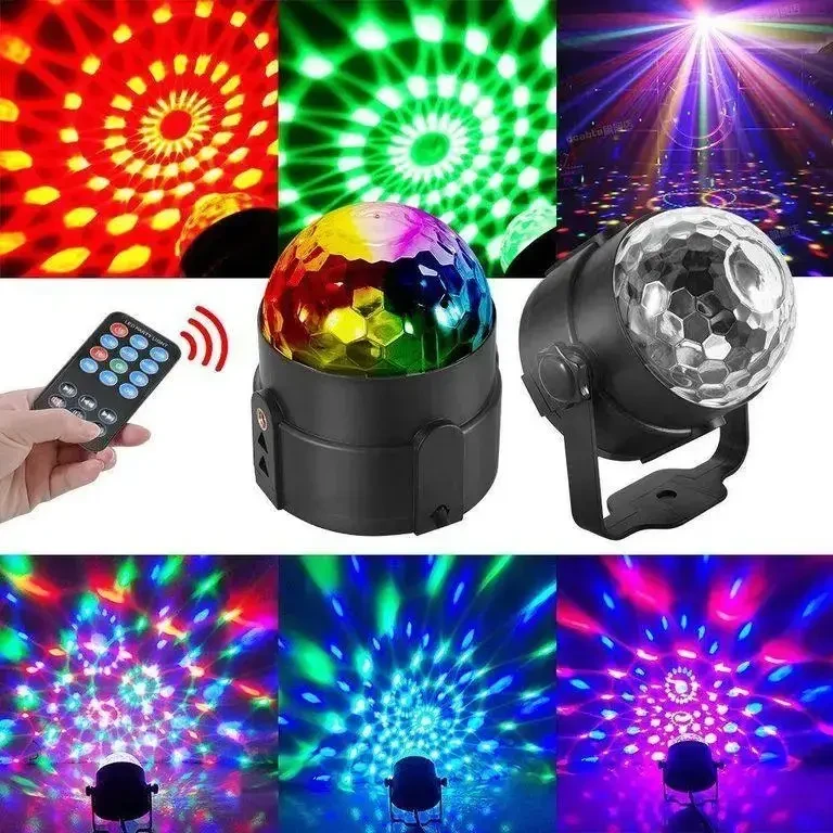 Диско шар мини цветомузыка Led Party Light 3 цвета с пультом - фото 2 - id-p1716117914