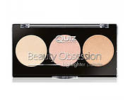 Палетка хайлайтеров для лица Quiz Beauty Obsession Higlighter Palette 3 оттенка