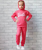 Костюм детский для девочки Барби кофта с длинным рукавом и капюшоном штаны с карманами коралл