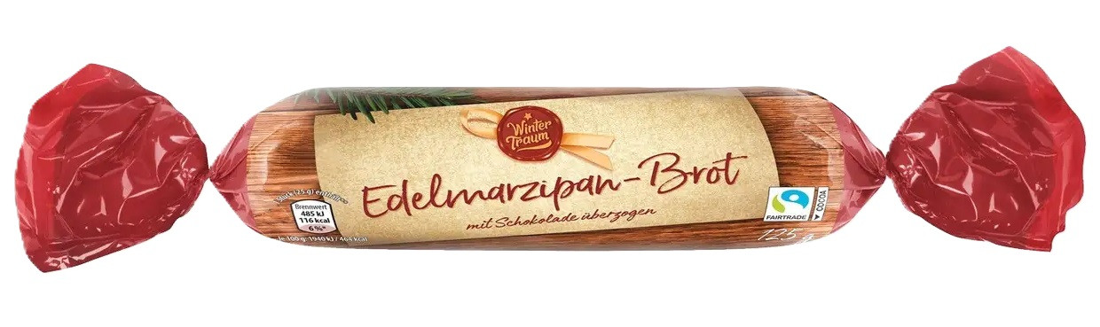 Марципан у Чорному Шоколаді Wintertraum Edelmarzipan-Brot 125 г Німеччина, фото 1