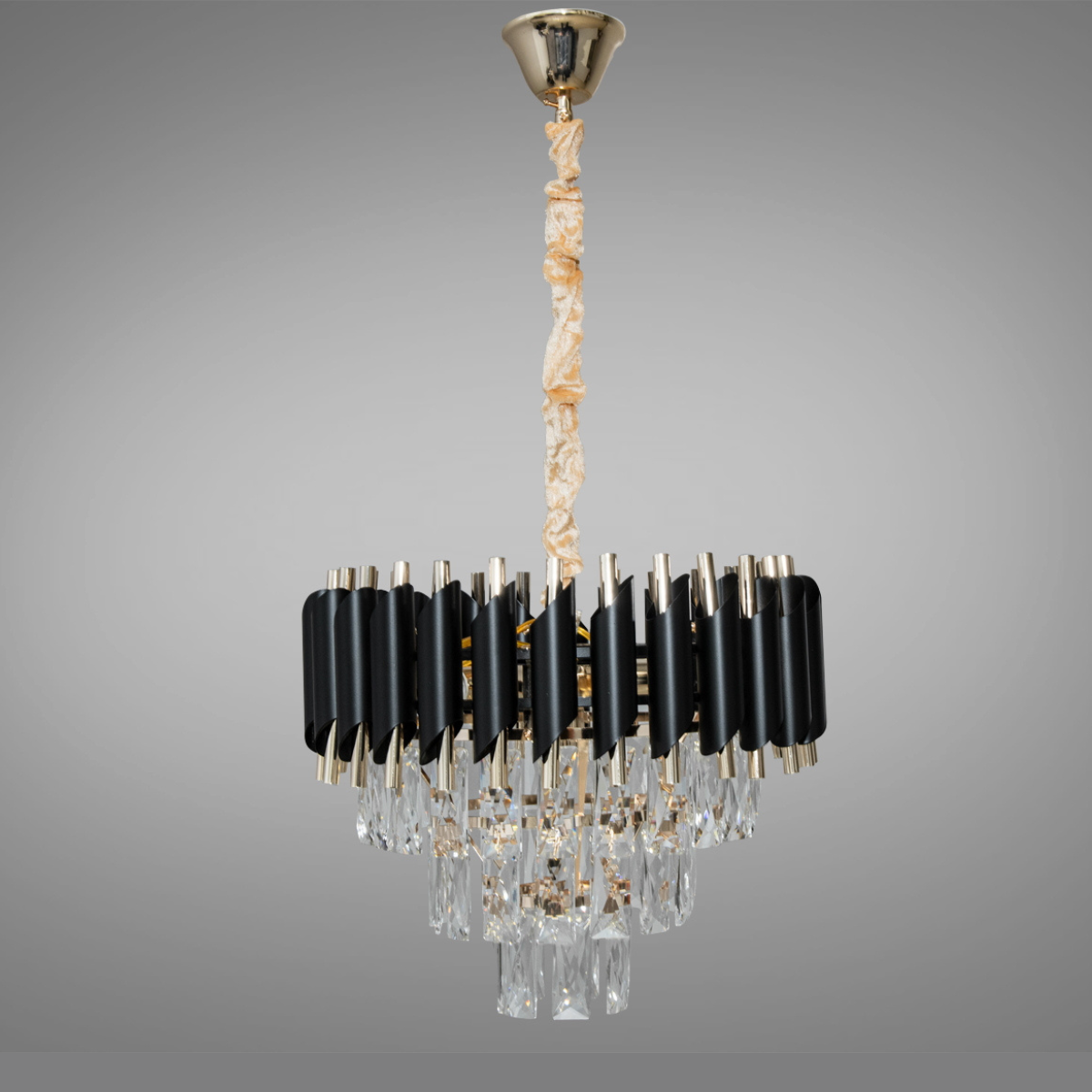 Класична кришталева люстра Diasha цоколь E14 ламп 5 шт колір Чорний + Золото 9001-400BK+SGD, фото 1