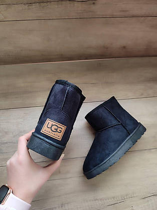 Замшеві уггі UGG короткі еко замша жіночі чорні ЗИМА, фото 3