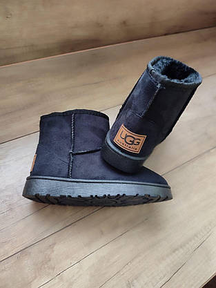 Замшеві уггі UGG короткі еко замша жіночі чорні ЗИМА, фото 4
