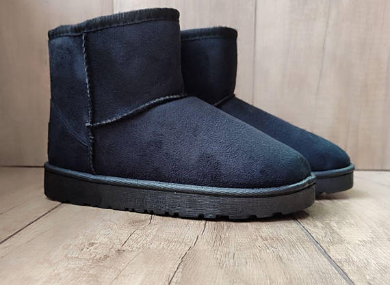 Замшеві уггі UGG короткі еко замша жіночі чорні ЗИМА, фото 5