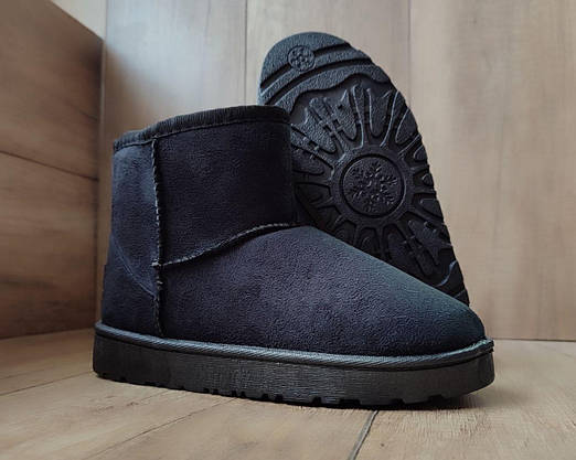 Замшеві уггі UGG короткі еко замша жіночі чорні ЗИМА, фото 6