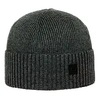 Мужская теплая зимняя шапка с отворотом на флисовой подкладке Apex РИТМ Темно-серый