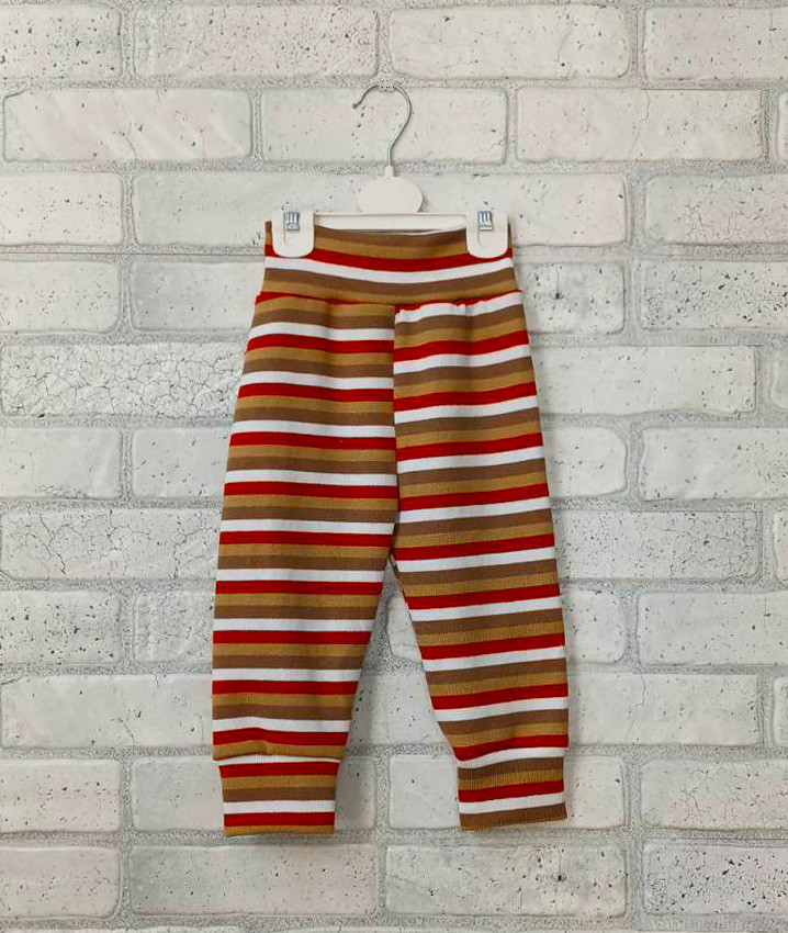 Дитячі штани — повзуни в'язані в смужку, теплі штанці для новонароджених