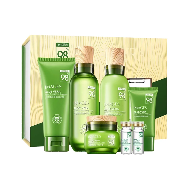 Подарунковий набір кремів для обличчя з алое віра Images Aloe Vera 98% Moisturizing Seven-piece Suit 7 в 1