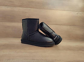 Уггі ЧОРНІ високі (h=20 см) шкіряні класичні унісекс натуральна шкіра зима, фото 4