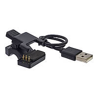 DC USB кабель для смарт часов универсальный прищепка (3 pin) 3 mm черный