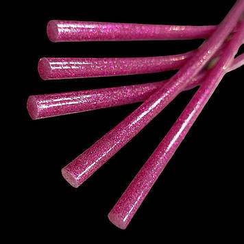 Клей силіконовий для пістолета, 7 мм, малиновий глітерний, 29 см