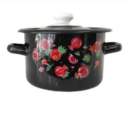 Каструля емальована 3л. з деколью Idilia Чорний гранат, фото 1