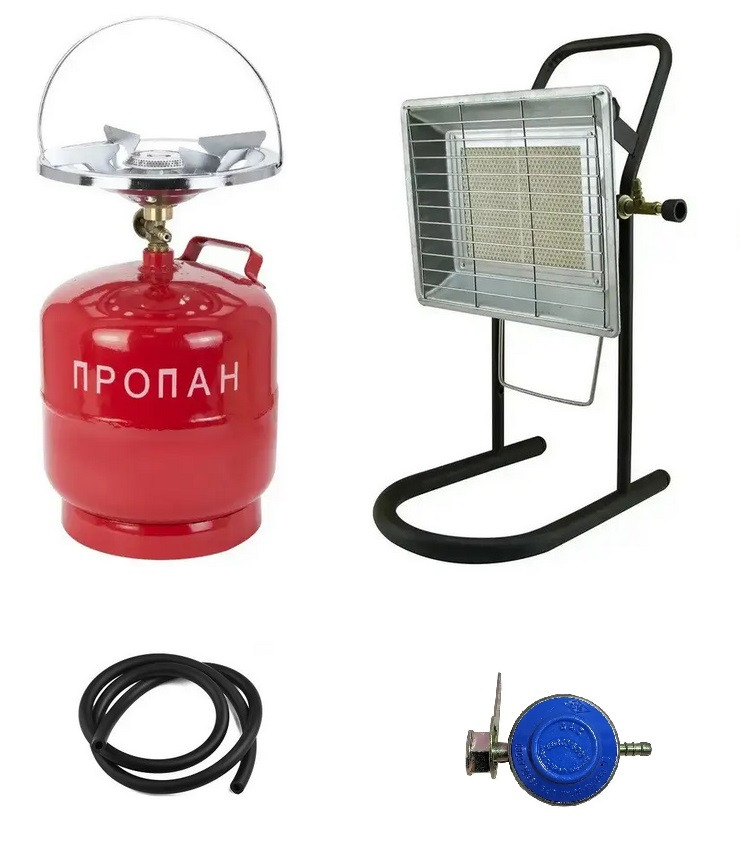 Балон газовий пропан 8 л з нагрівачем Nurgaz 310P + шланг і редуктор, фото 1