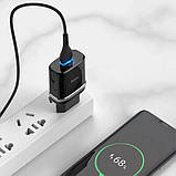 Зарядний пристрій з швидкою зарядкою + кабель USB Type-C HOCO C12Q (1USB, 3A, QC3.0) на 18W чорний, фото 9