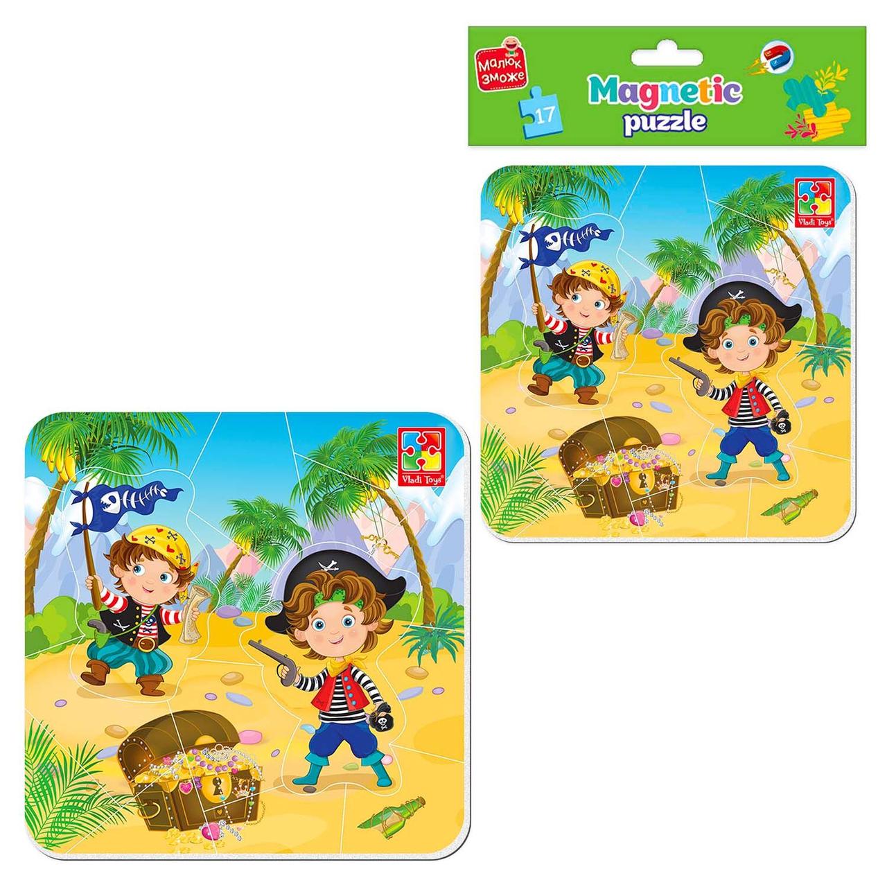 Гра розвиваюча Vladi Toys м'які магнітні пазли Малюк зможе "Пірати" VT3204-20