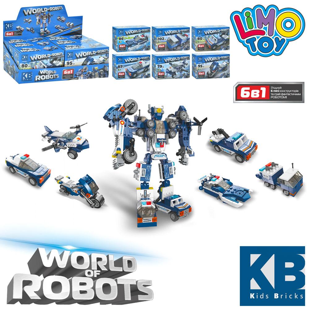 Конструктор поліція, транспорт, 6 видів, 6в1, 6шт у дисплеї KB 5000, фото 1