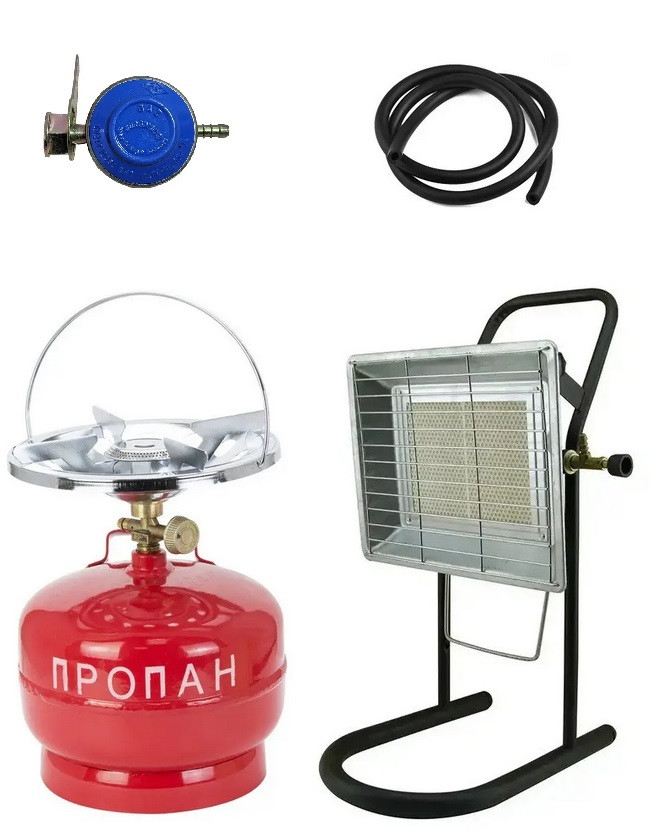 Газовий пропановий комплект Нагрівач NURGAZ NP-310P Баллон 5 л з конфоркою Редуктор Шланг, фото 1