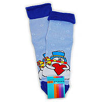 Махрові жіночі шкарпетки (36-40) "Сніговик" сині