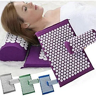 Коврик аппликатор массажный с подушкой Acupressure mat Акупунктурный массажный коврик с иголками