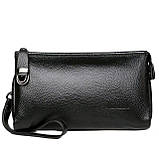 Чоловічий гаманець із натуральної шкіри. Чоловічий клатч. Шкіряний гаманець чоловічий портмоне зі шкіри Чорний, фото 3