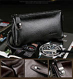 Чоловічий гаманець із натуральної шкіри. Чоловічий клатч. Шкіряний гаманець чоловічий портмоне зі шкіри Чорний, фото 5