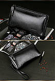 Чоловічий гаманець із натуральної шкіри. Чоловічий клатч. Шкіряний гаманець чоловічий портмоне зі шкіри Чорний, фото 4
