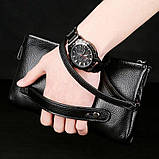 Чоловічий гаманець із натуральної шкіри. Чоловічий клатч. Шкіряний гаманець чоловічий портмоне зі шкіри Чорний, фото 3