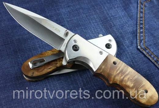 Ніж складний інерційний Boker, фліпер, дерево, (гвинти на фіксаторі)