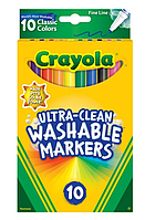 Фломастеры тонкие Crayola Ultra Clean Classic Washable Markers (10 шт в наборе)