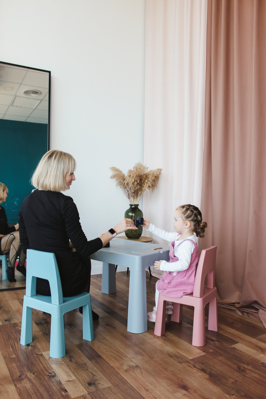 Комплект cтолик та два стільчика Multifun Teggi, Рожево-бірюзовий