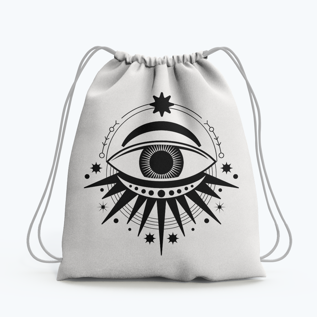 Стильний рюкзак мішок білий на шнурках з принтом «Зоряне око» / Сумка тканинна на затяжках, фото 1